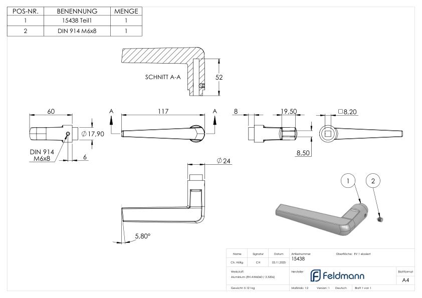 Türdrücker, gerade