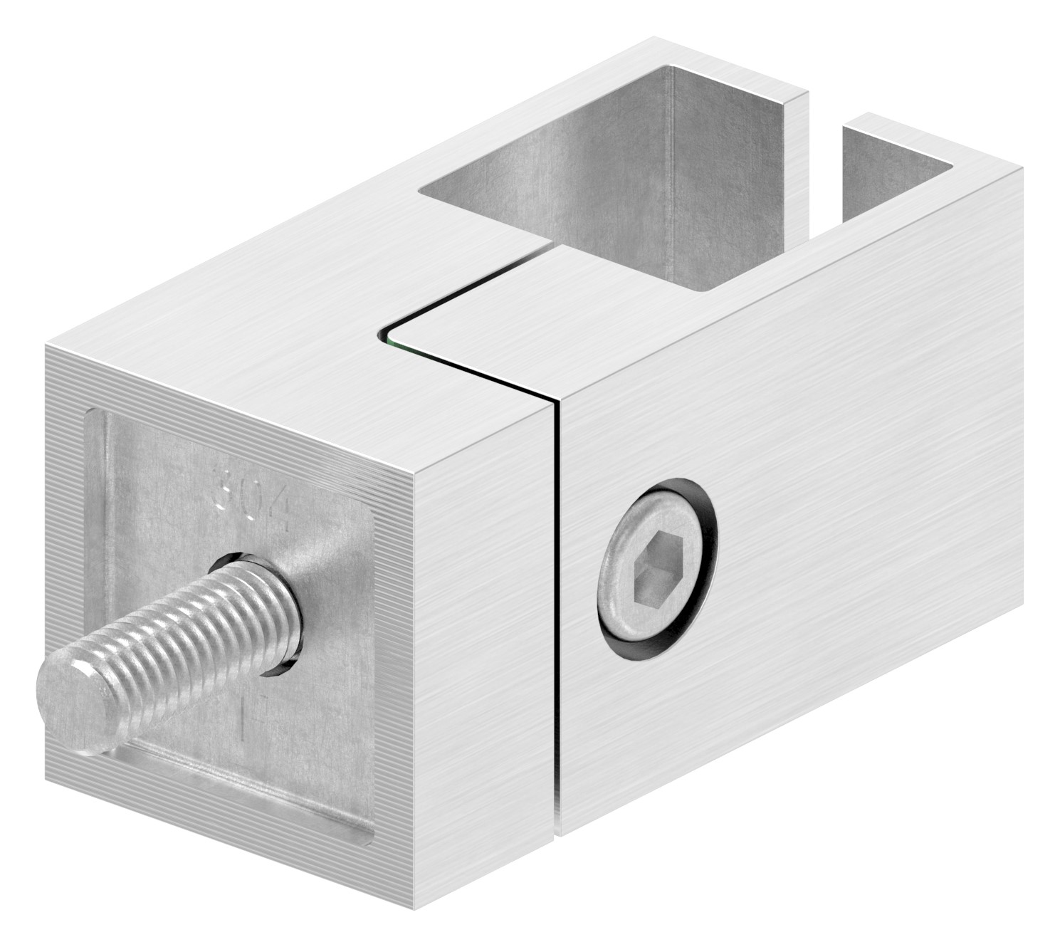 Halter für quadratisches Klemmprofil 20x20mm, Anschluss: gerade, V2A