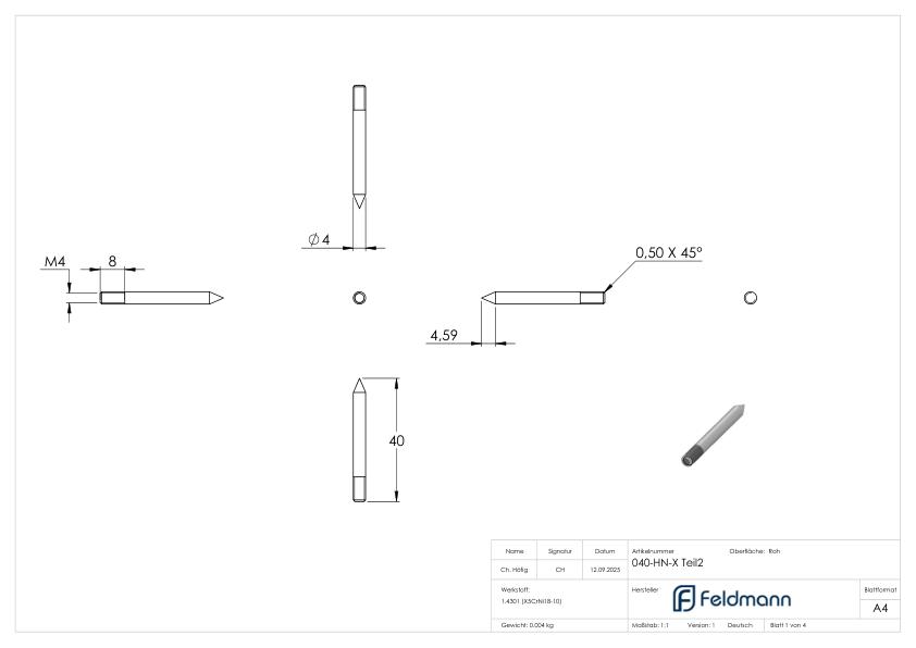 Befestigungsmaterial: für Hausnummern mit M4 Gewinde, V2A