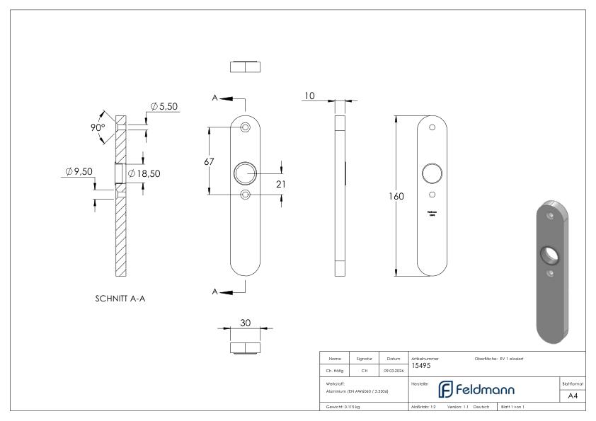 Langschild ALU, ohne PZ-Lochung