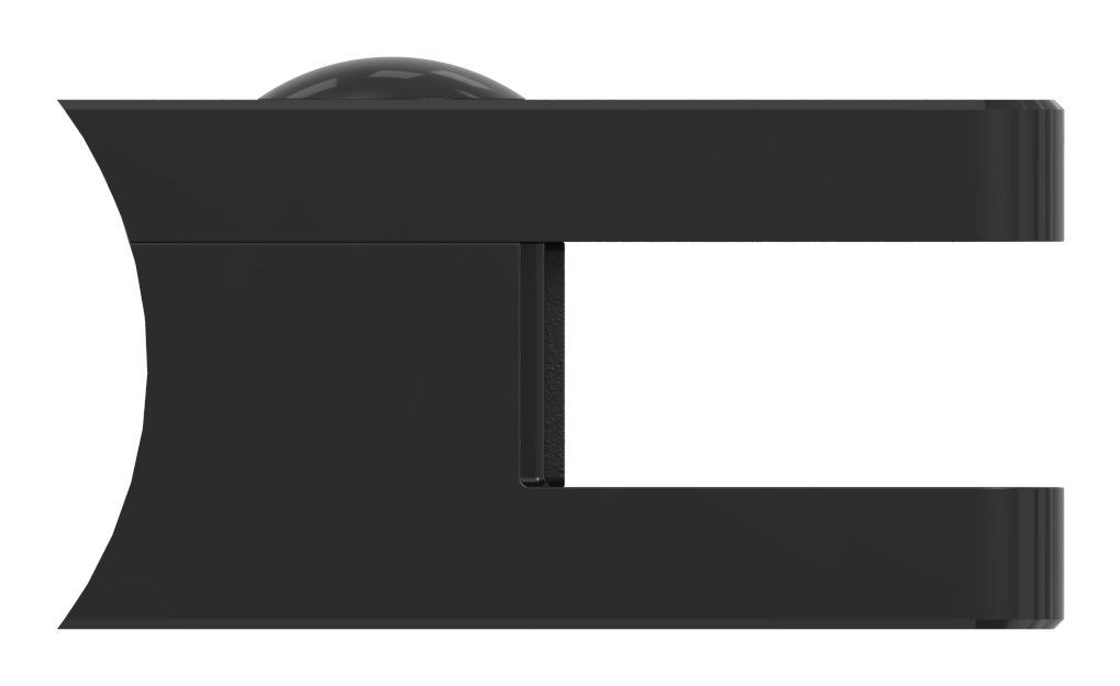 Glasklemme Mod. 31, Anschluss: 42,4mm, Zink roh pulverbeschichtet RAL 9005 schwarz glänzend