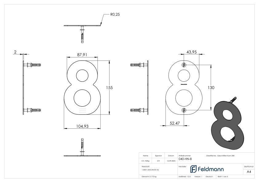 Hausnummer 8 - "klein", V2A