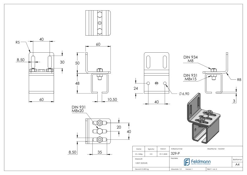 Wandhalterung für Hängetorlaufschienen