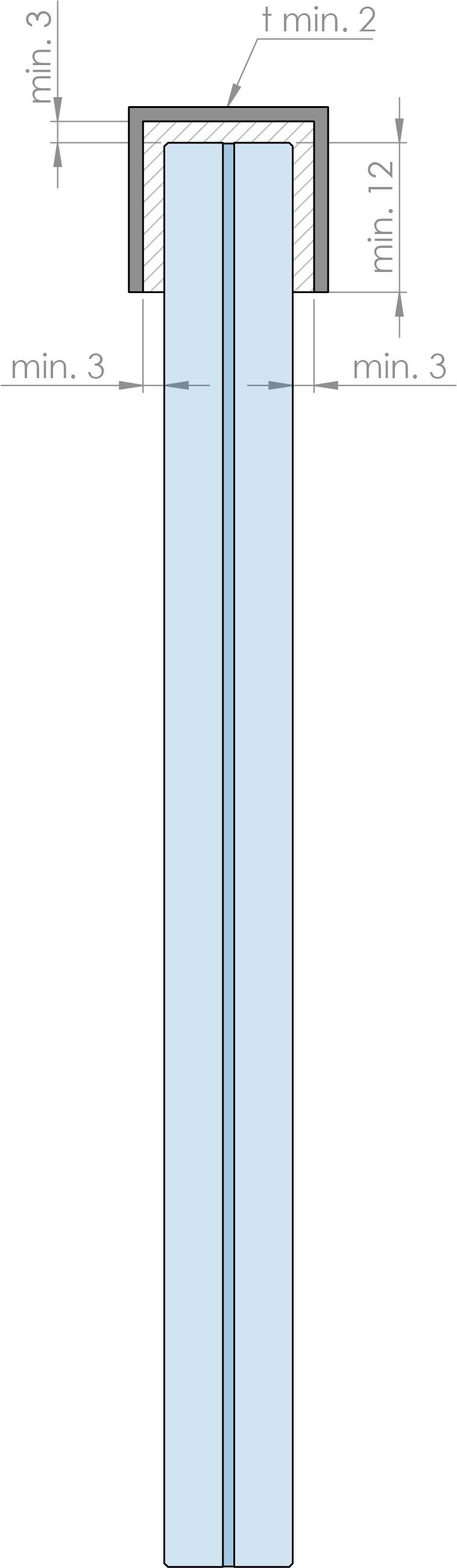Edelstahl-U-Profil, 28x26x2mm, L: 6000mm, V4A