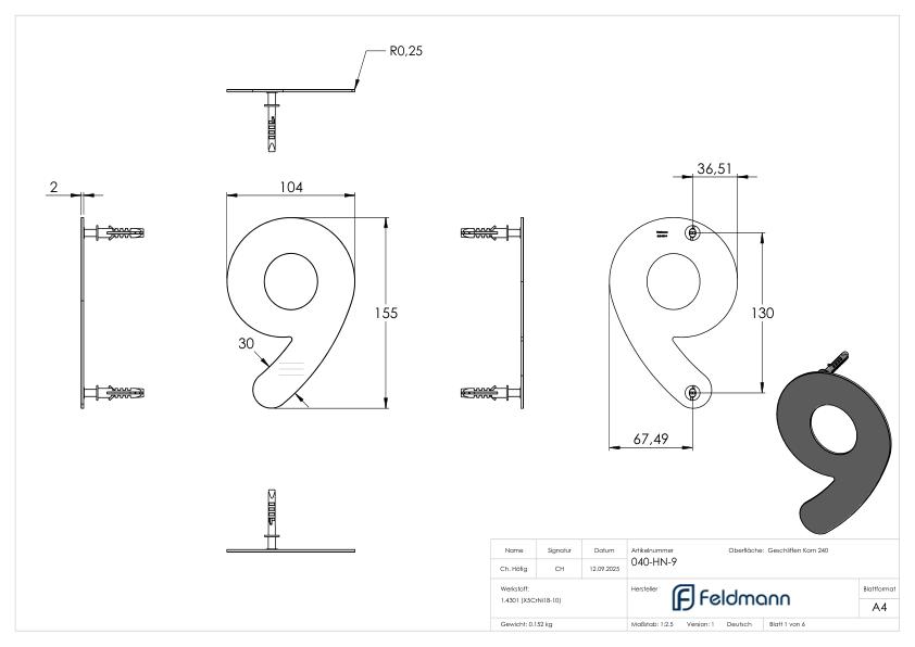 Hausnummer 9 - "klein", V2A