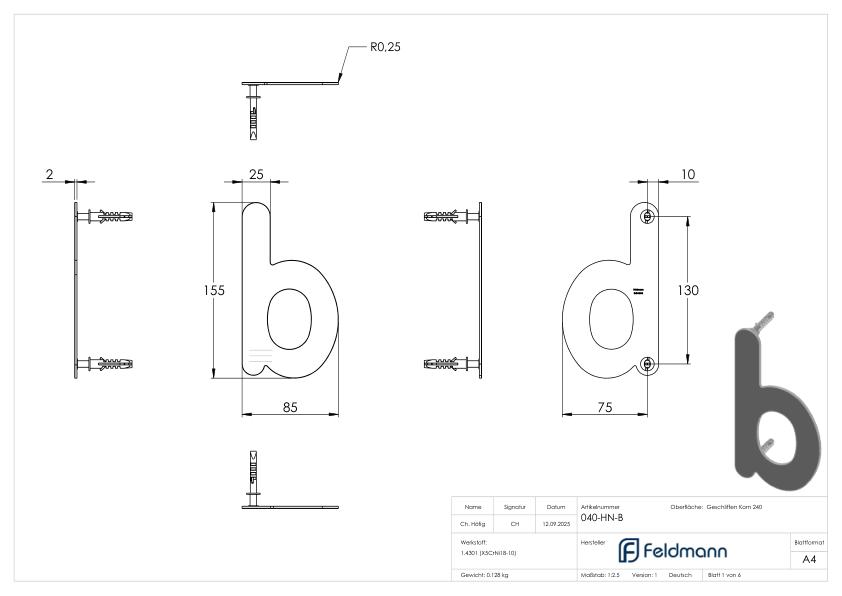 Hausnummer b - "klein", V2A