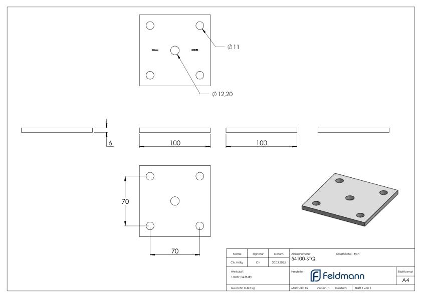 Ankerplatte 100x100x6mm