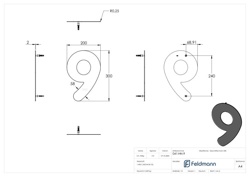 Hausnummer 9 - "groß", V2A
