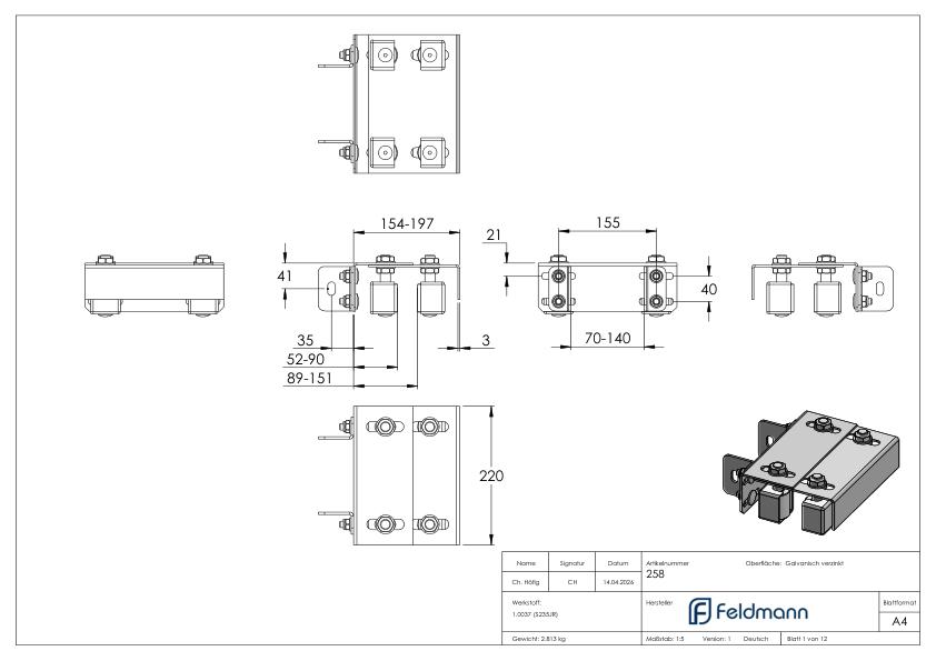 Führungsbügel zum Anschrauben mit Griffschutz, verzinkt