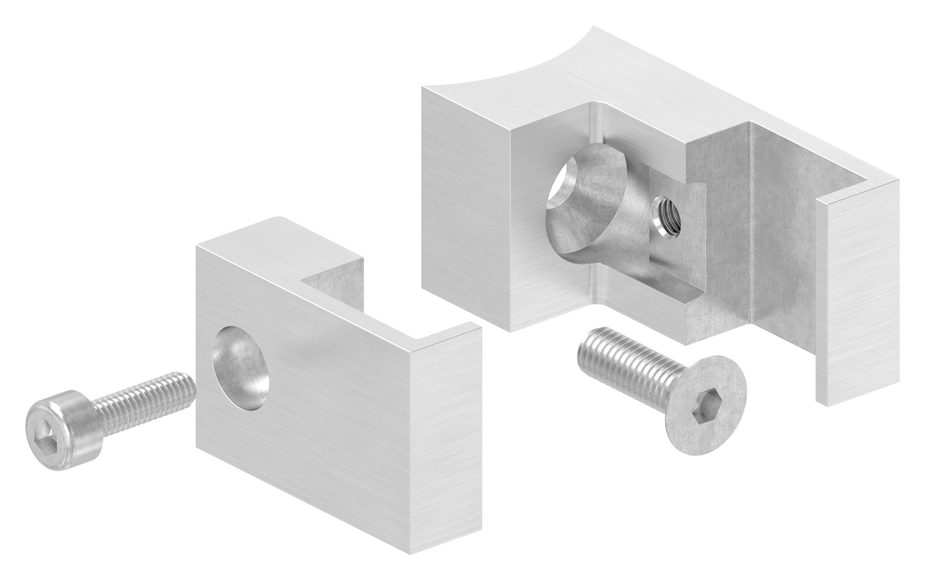 Halter für quadratisches Klemmprofil 20x20mm, Anschluss: 42,4mm, V2A