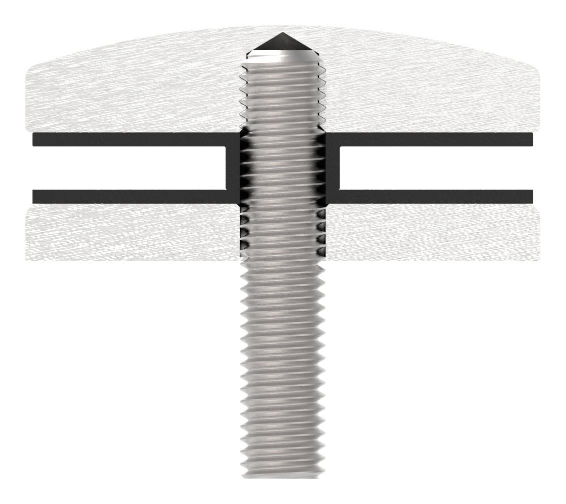 Glaspunkthalter 72mm, Anschluss: flach, V2A