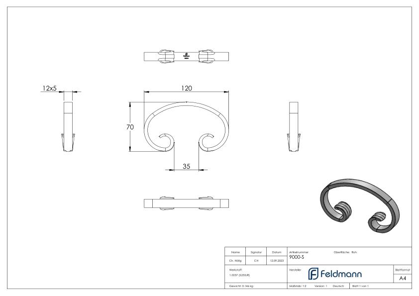 C-Schnecke 12x5mm, 70x120mm