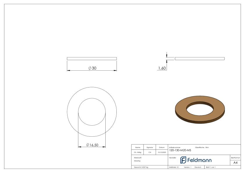 Messingscheibe von Torband 120/130-M20