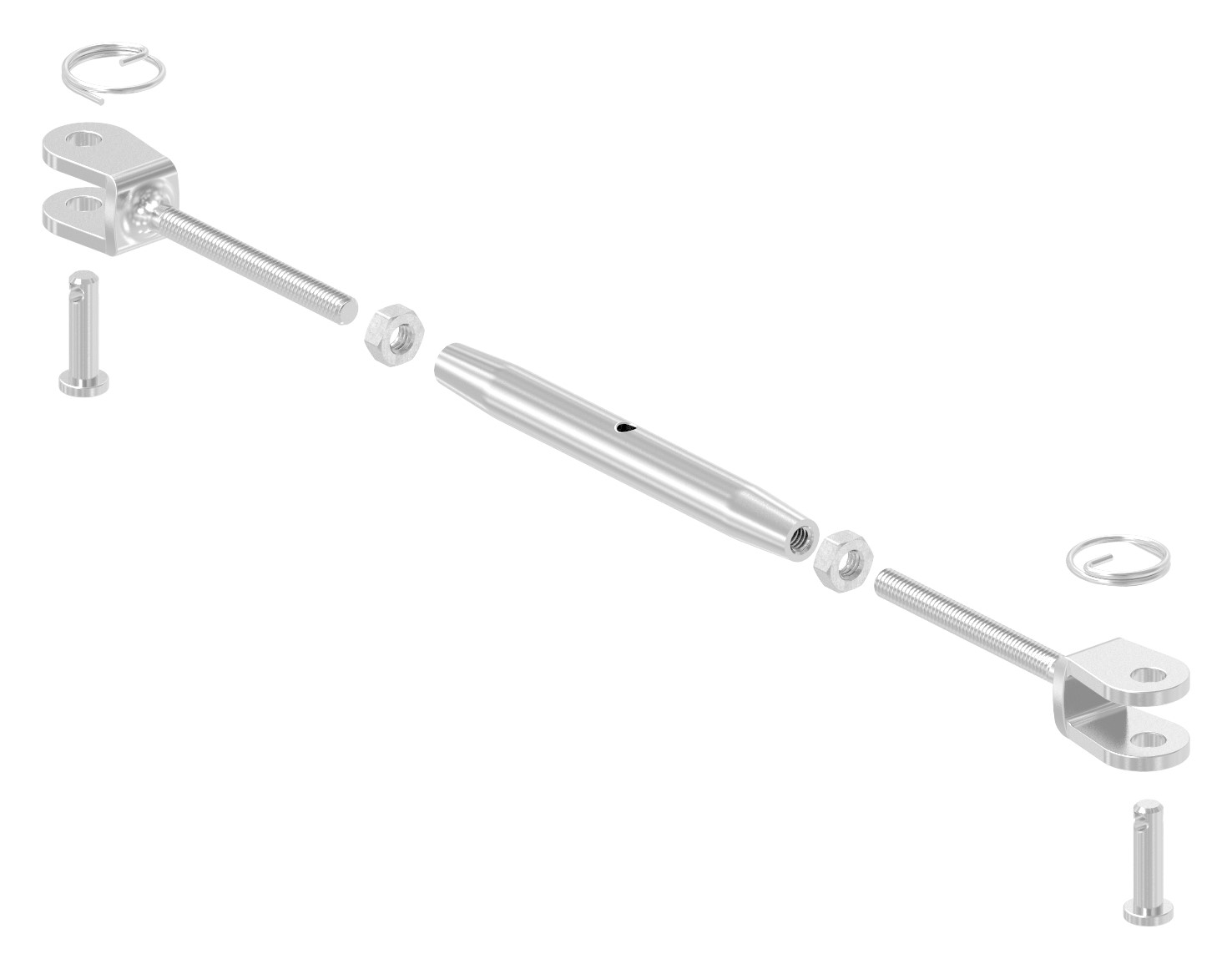 Wantenspanner Gabel/Gabel  mit Gew. M4, V4A