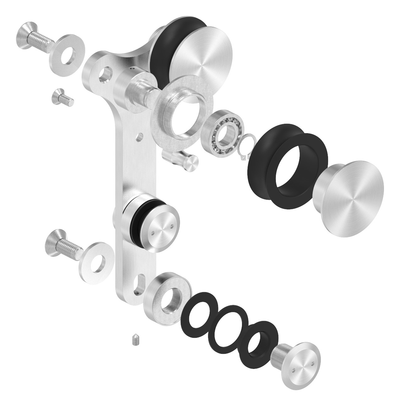 Doppelrollwagen für Glasschiebetüren, V2A