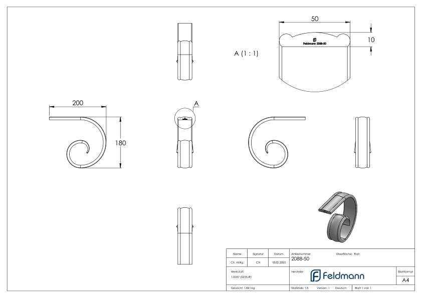 Handlaufanfänger, gerollt, passend zu 114-A-6
