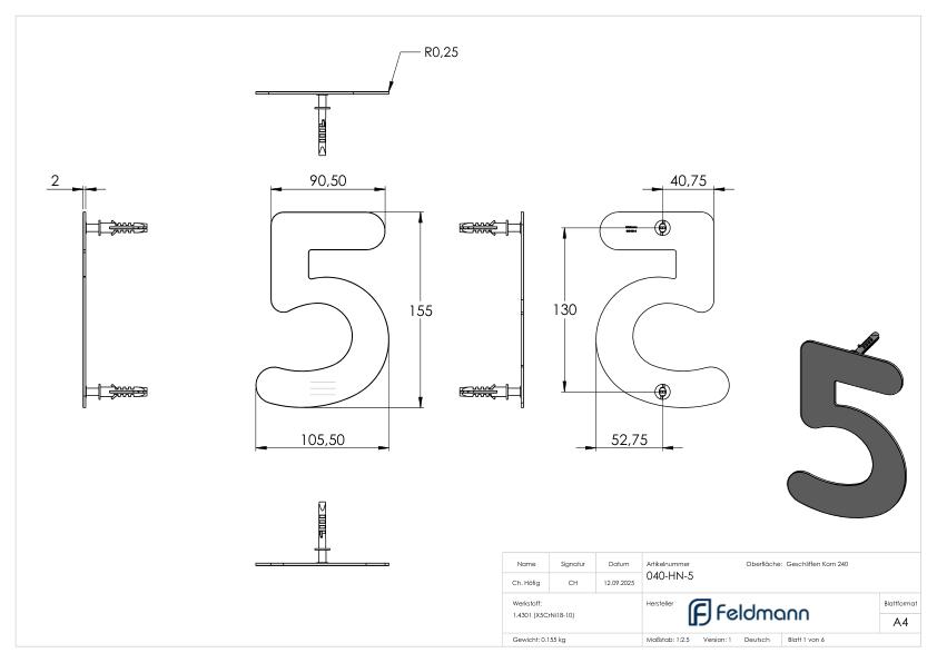 Hausnummer 5 - "klein", V2A