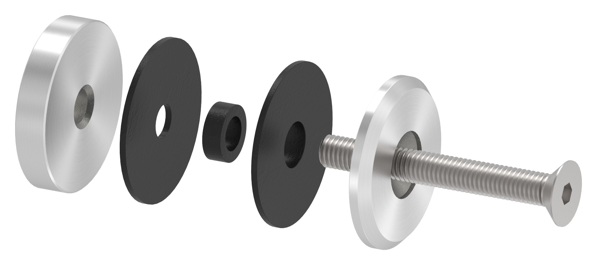 Glaspunkthalter 52mm, flach, mit Schraube, V2A