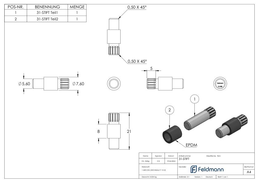 Sicherungsstift für Mod. 31 Sicherungsstift für Mod. 31