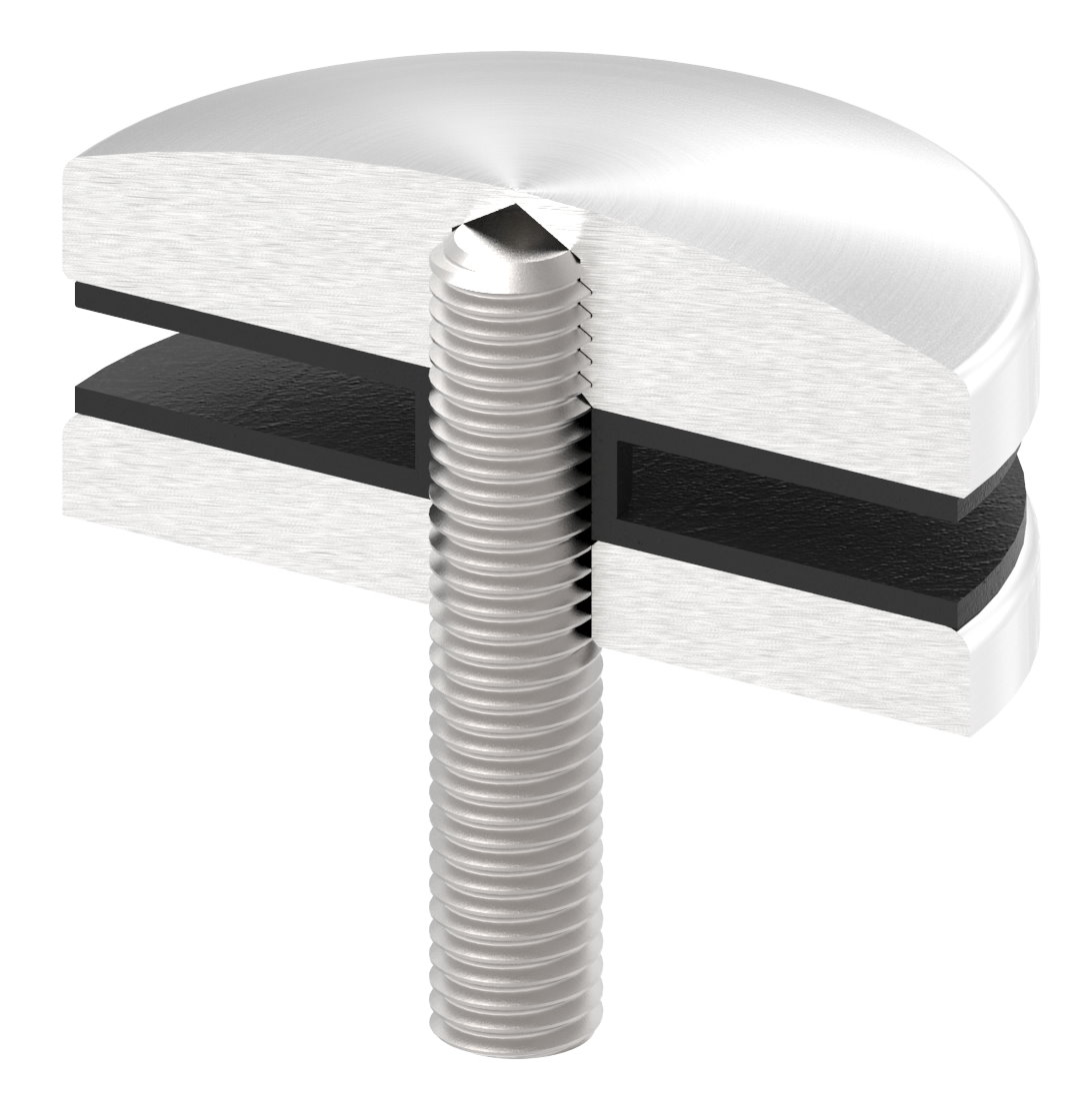 Glaspunkthalter 72mm, Anschluss: flach, V4A