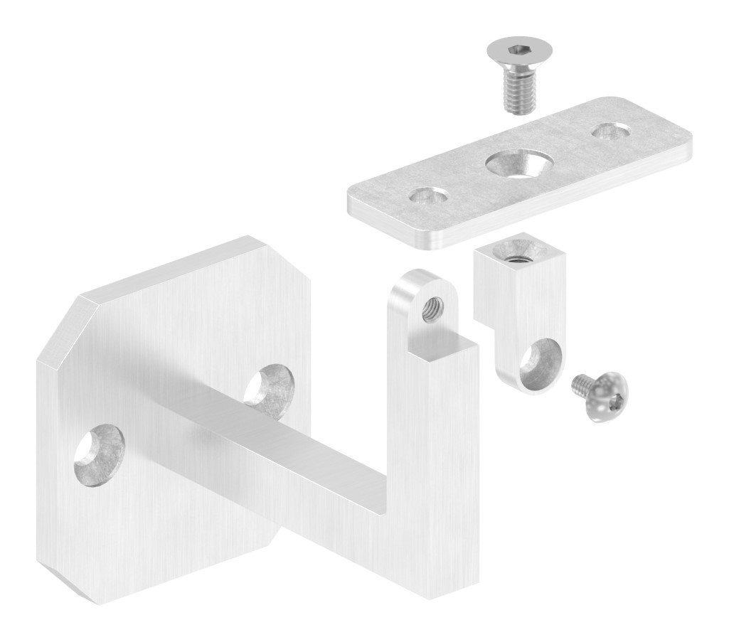 Handlaufhalter eckig mit gerader Handlaufanschlussplatte (Ronde und Bügel verschweißt), V4A