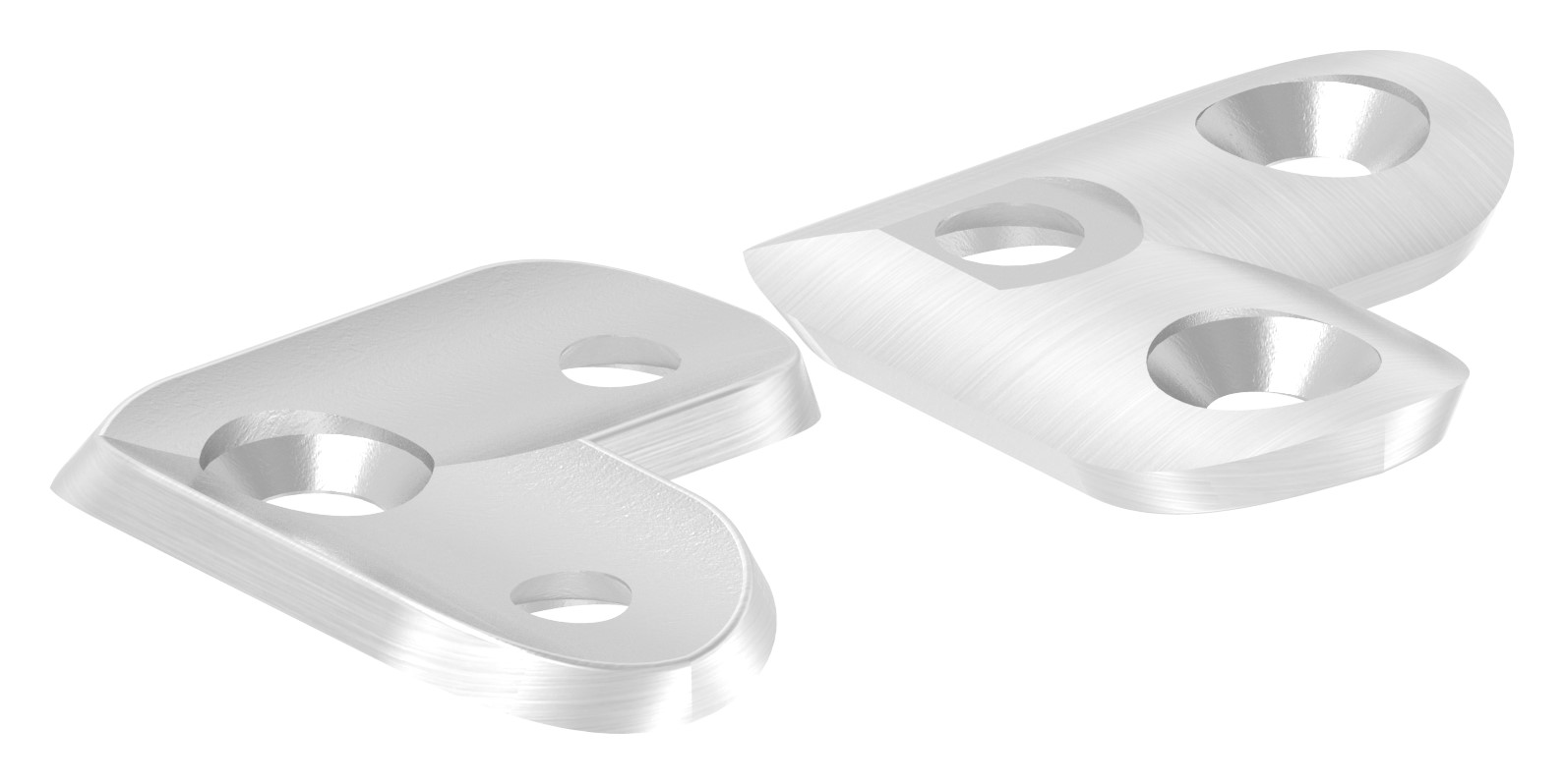 Handlaufanschlussplatte 90°, 42,4mm, Bohrungen gesenkt, V2A