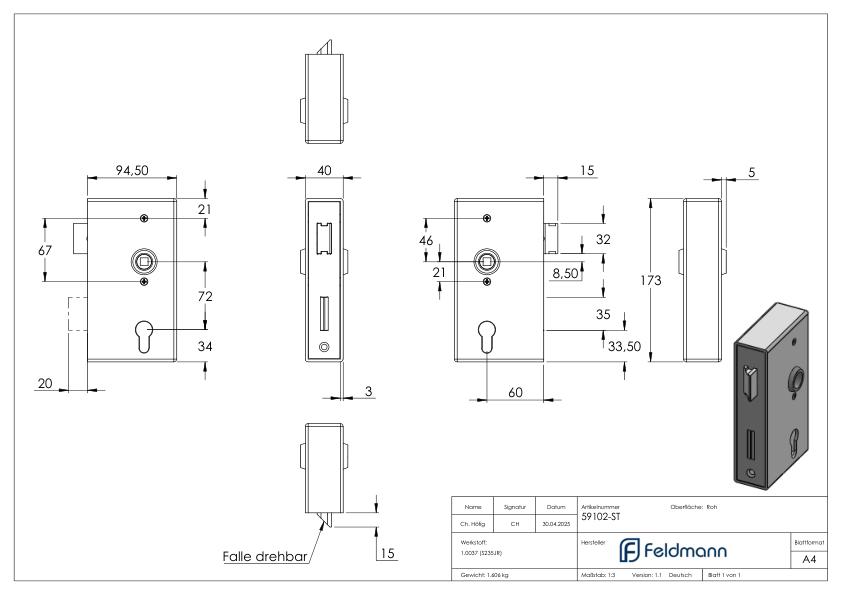 Schlosskasten mit verzinktem Schloss
