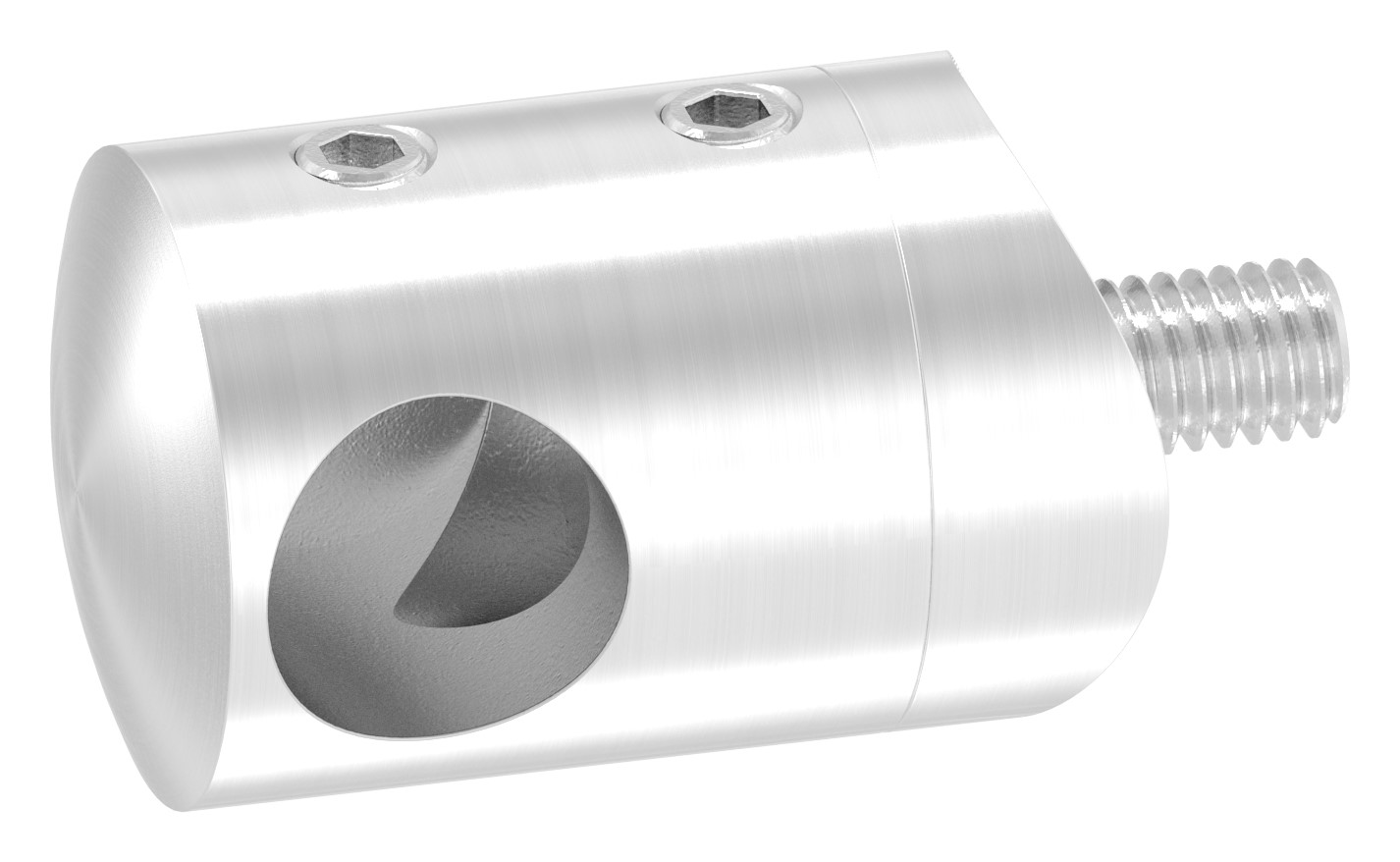 Querstabhalter für 33,7mm Rohr, Sackloch links 12,2mm , V2A