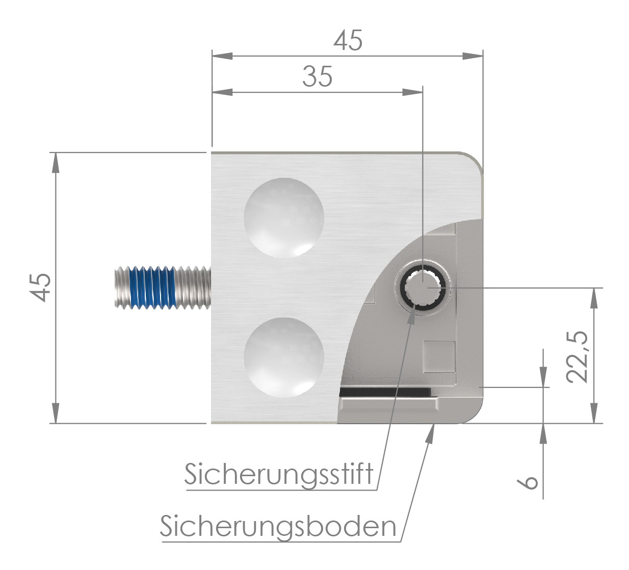 Glasklemme Mod. 31, Anschluss: 42,4mm, V2A