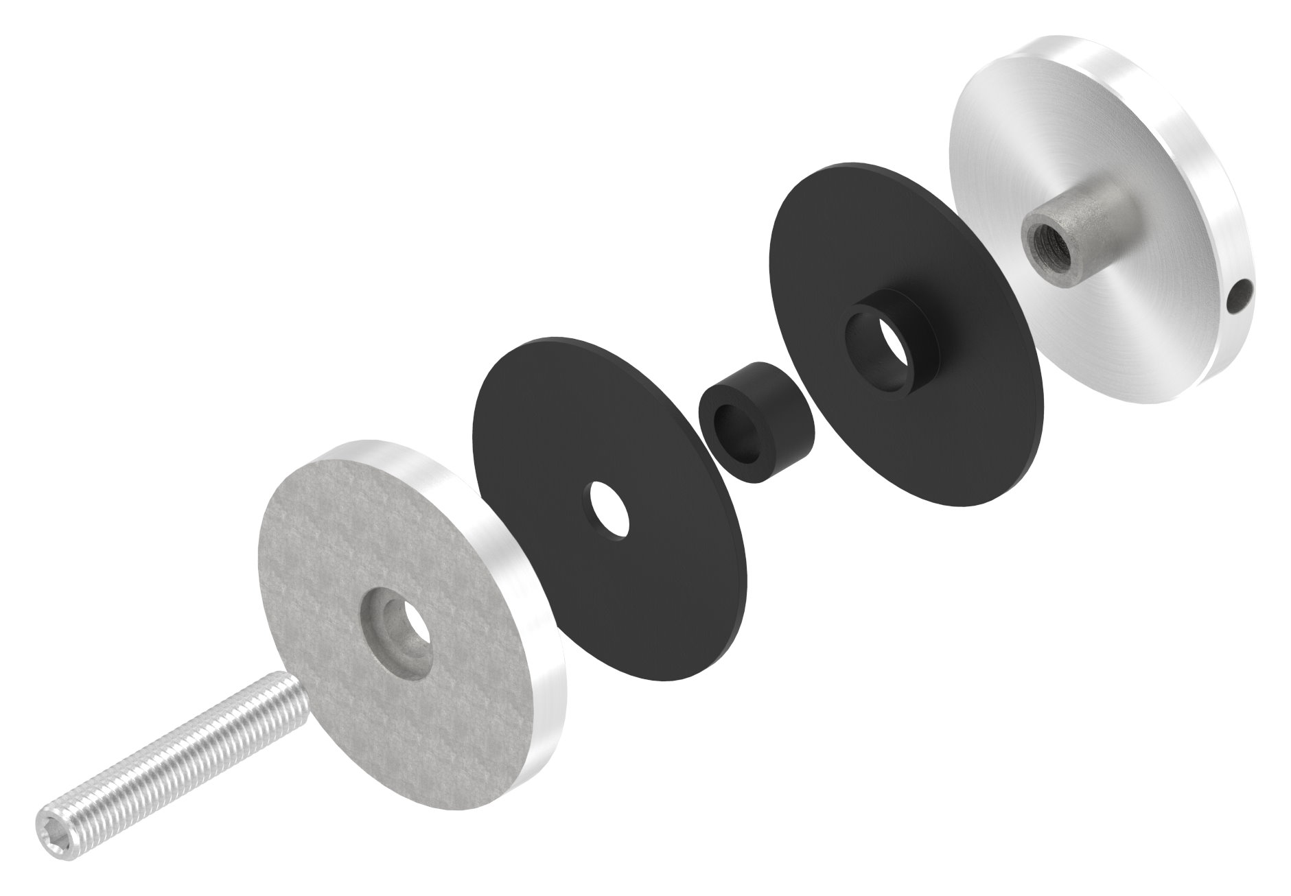 Glaspunkthalter 62mm, Anschluss: flach, V2A