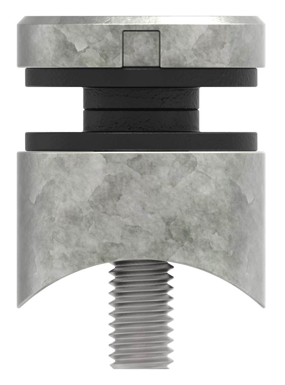 Glaspunkthalter 30mm, Anschluss: 42,4mm, Zink roh