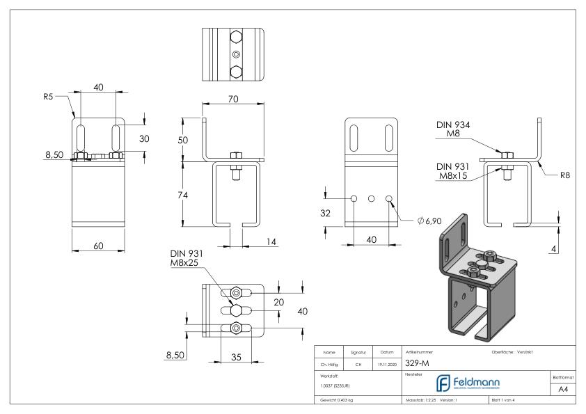 Wandhalterung für Hängetorlaufschienen
