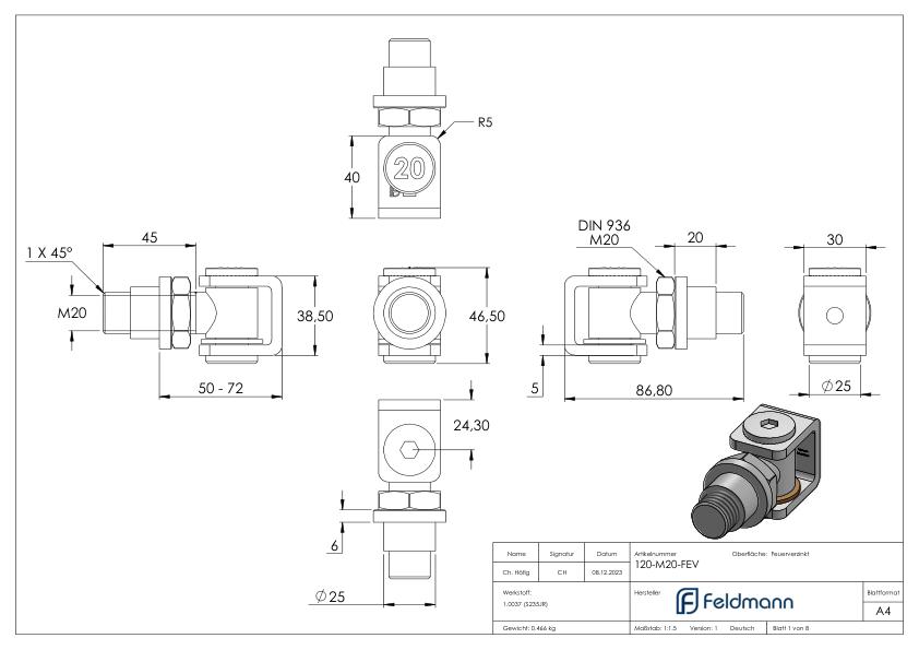 Torband M20, teilverzinkt/feuerverzinkt