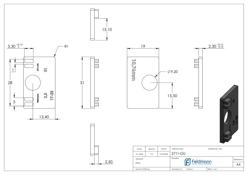 Gummi für Mod. 27, VSG-Glas 10,76mm