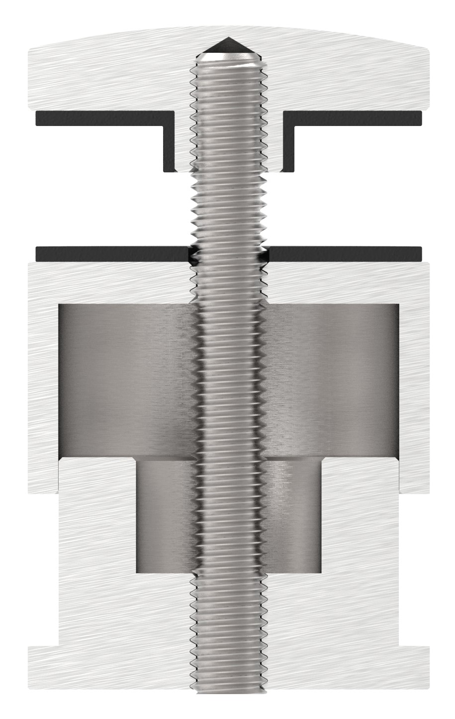 Glaspunkthalter 52mm, flach, verstellbar, V2A