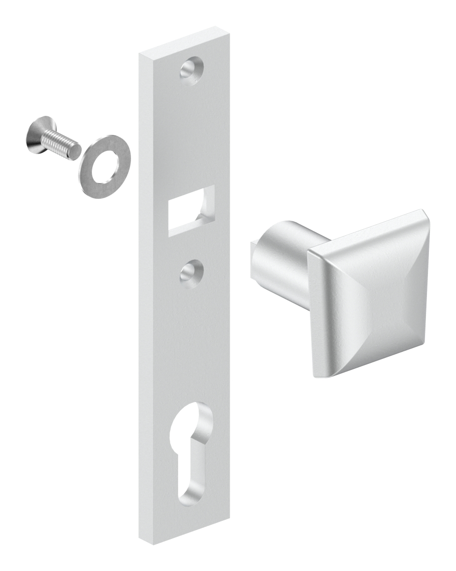 Türknopf fest auf Langschild