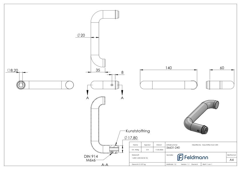 Türdrücker, einzeln, V2A