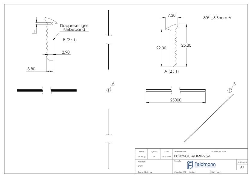 Abschlussdichtung, EPDM, 25m, schwarz