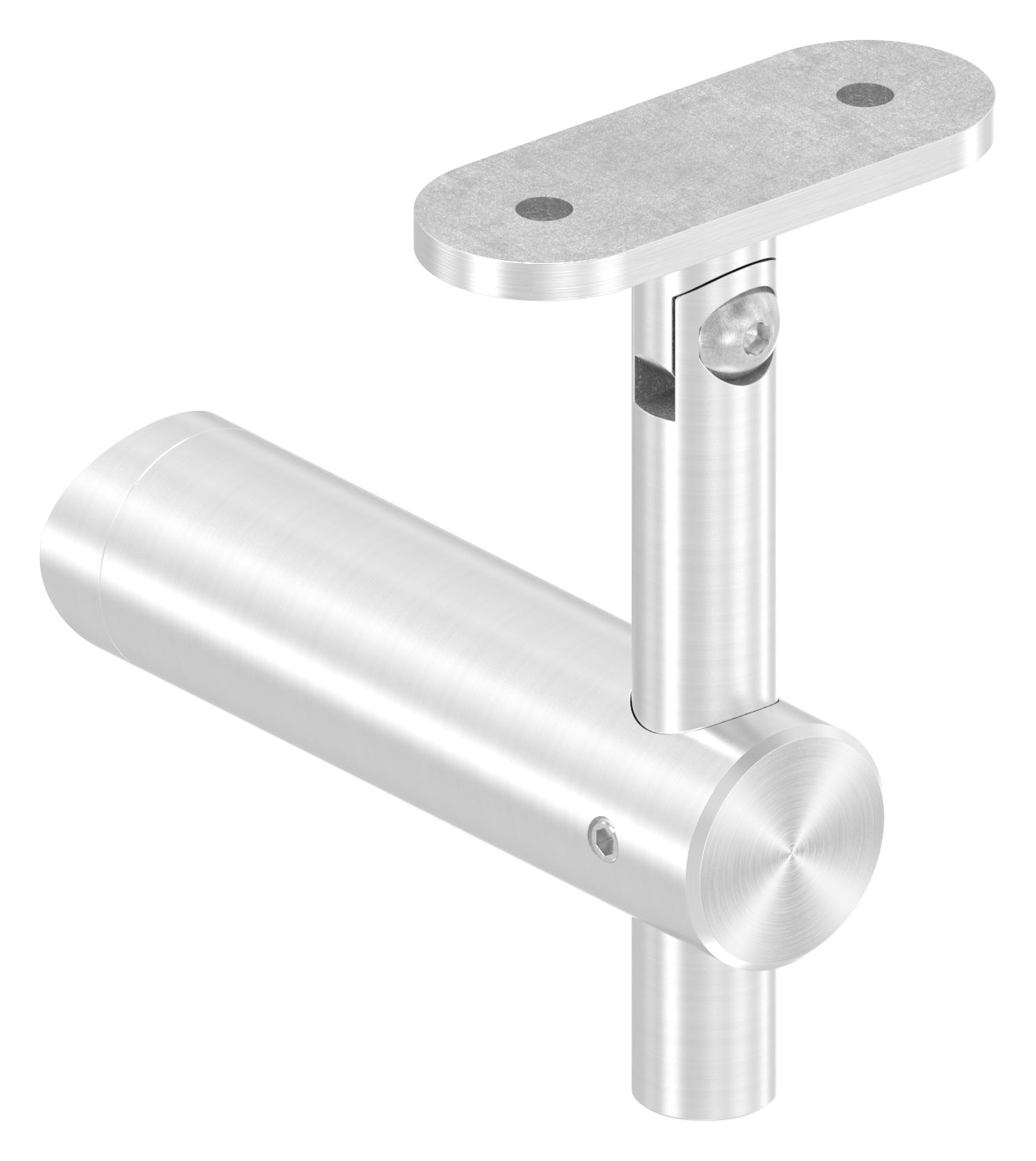 Handlaufhalter mit Gelenk, Handlaufanschlussplatte flach, V2A