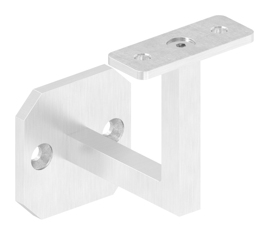 Handlaufhalter eckig mit gerader Handlaufanschlussplatte (Ronde und Bügel verschweißt), V2A
