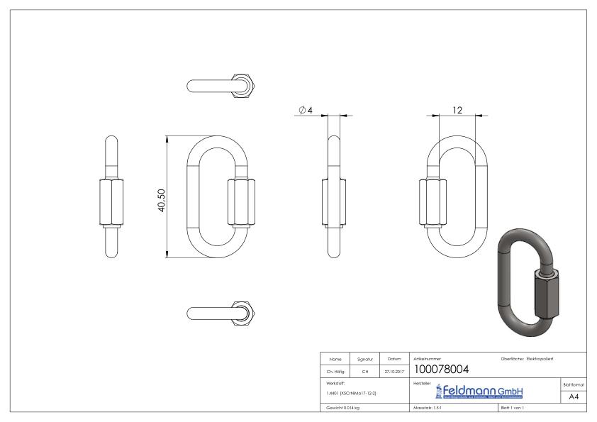 Schraubverbinder 4mm, V4A