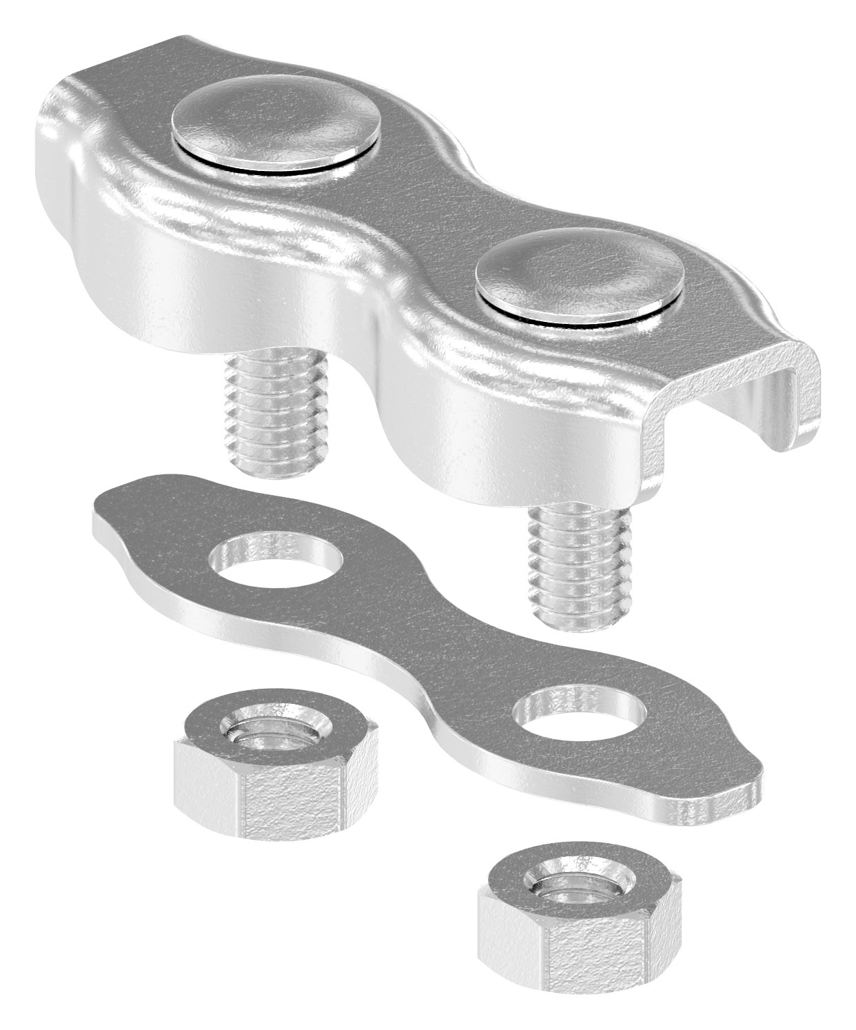 Duplexklemmen für Seil 3mm, V4A Duplexklemmen für Seil 3mm, V4A