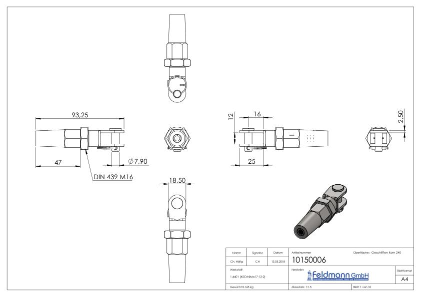 Gabelterminal zur Selbstmontage für Seil Ø 6mm, V4A