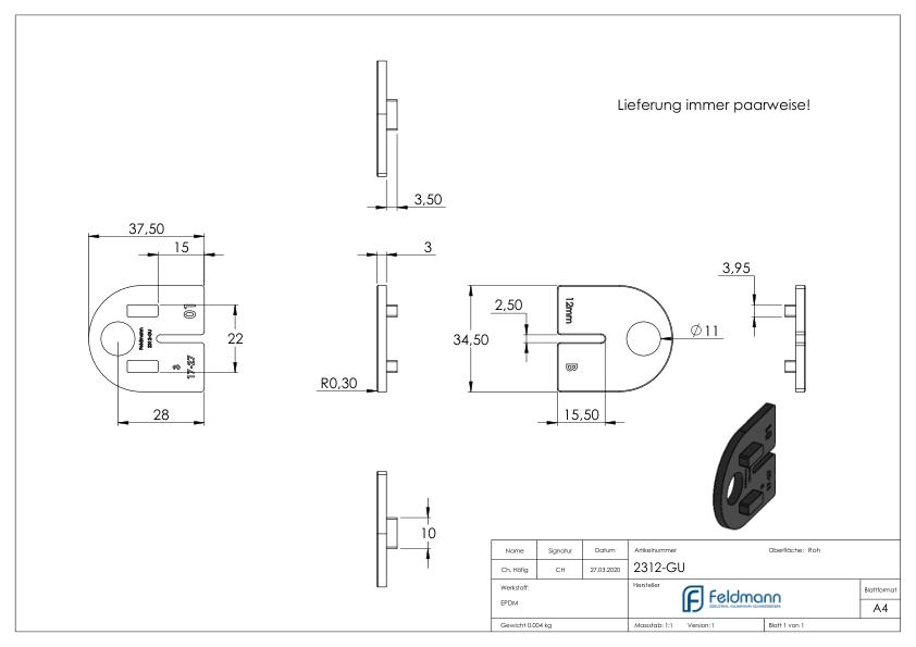 Gummi für Mod. 23 - für ESG 12mm