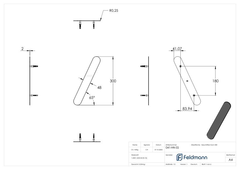 Schrägstrich - "groß", V2A