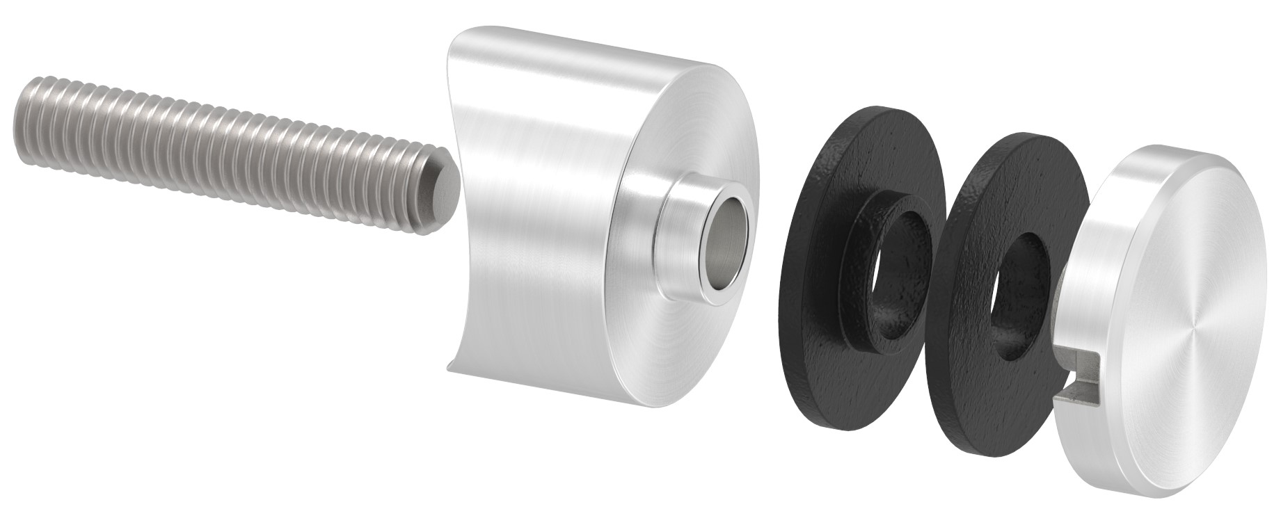 Glaspunkthalter 30mm, Anschluss: 33,7mm, V2A