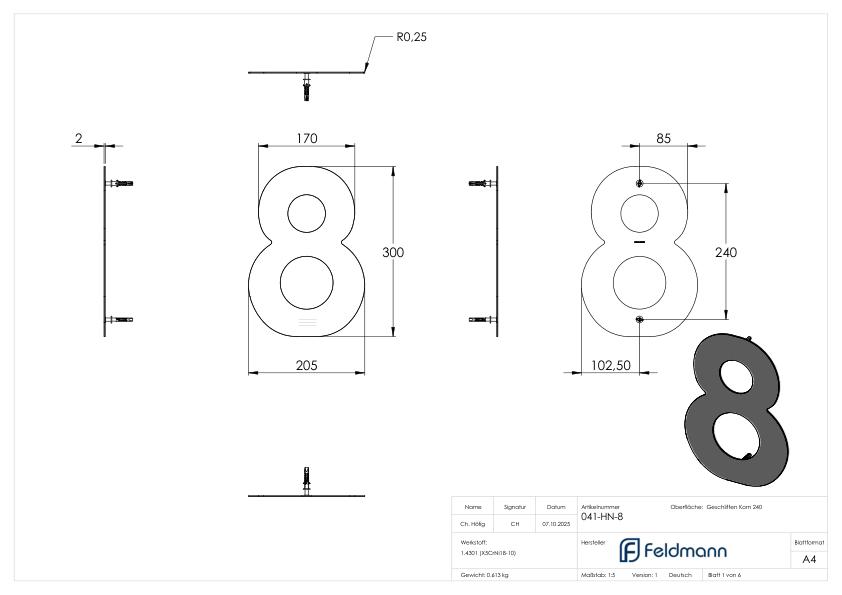 Hausnummer 8 - "groß", V2A