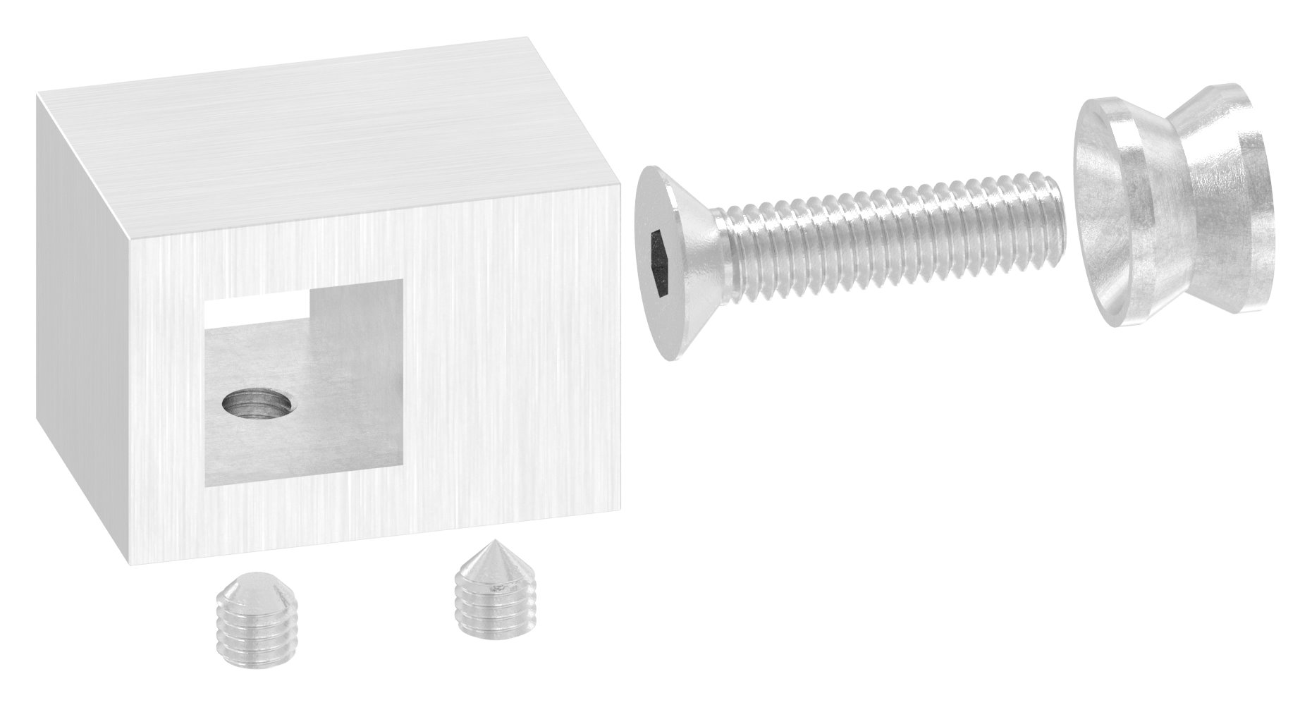 Querstabhalter für geraden Anschluss, 12x12mm Vierkant, V2A