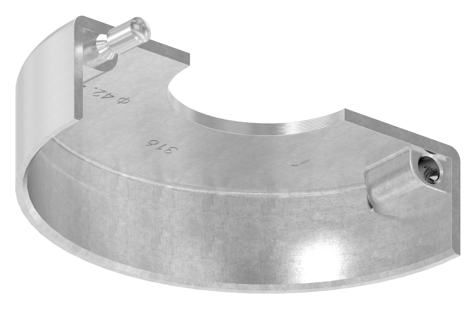 Abdeckrosette 105x25mm, Bohrung 43mm, zweiteilig, V4A