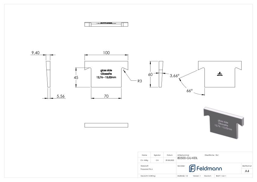Keil (rot) für Montage-Set 80500-GU